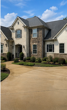 Hudson ProWash technician soft washing a home in Greensboro, North Carolina